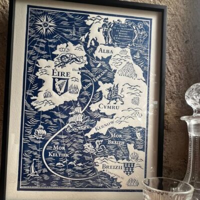 1 ESTAMPE Carte du Monde Celtique 30x40 cm