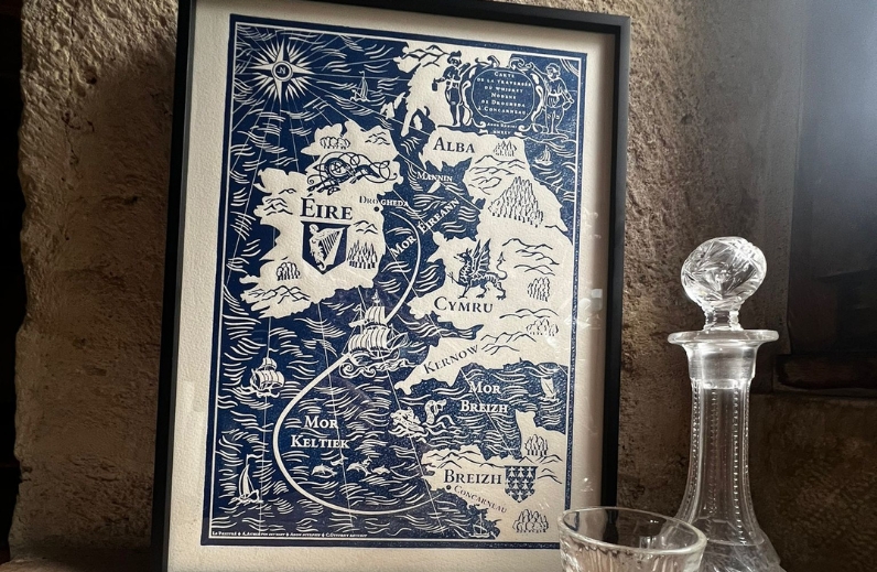 1 ESTAMPE Carte du Monde Celtique 30x40 cm