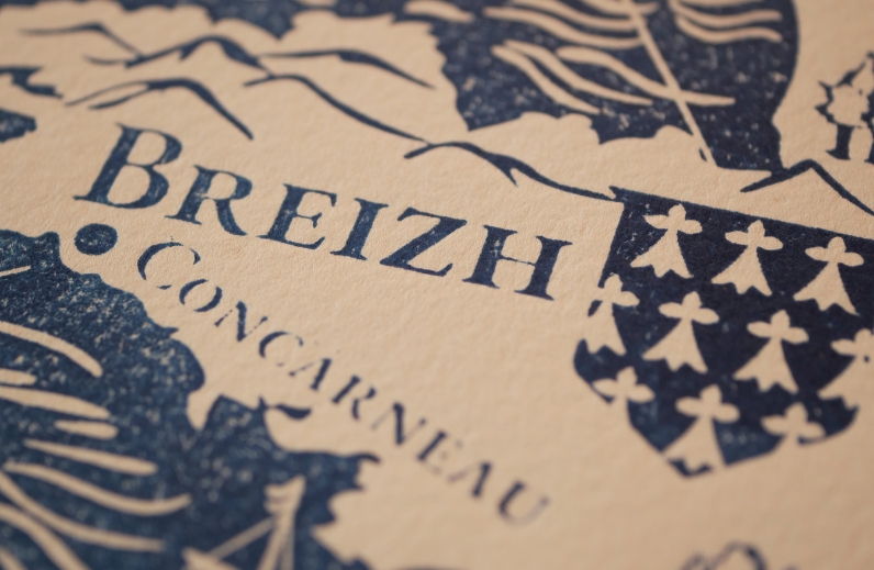 4 ESTAMPE Carte du Monde Celtique 30x40 cm