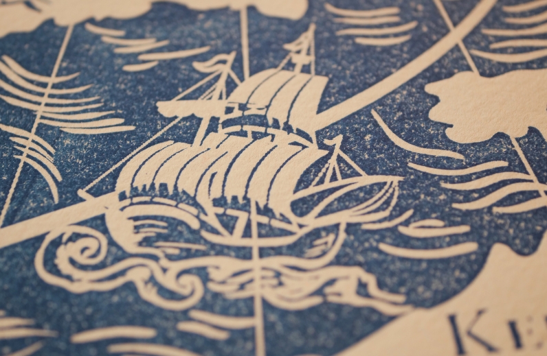 5 ESTAMPE Carte du Monde Celtique 30x40 cm